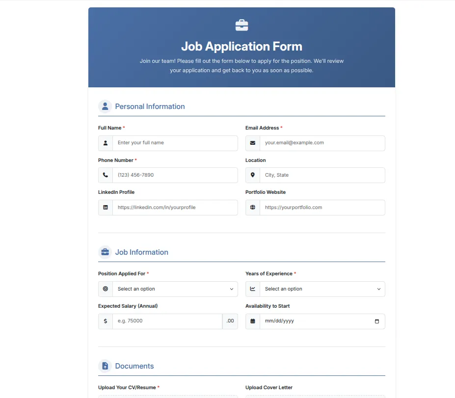 Job Application Form