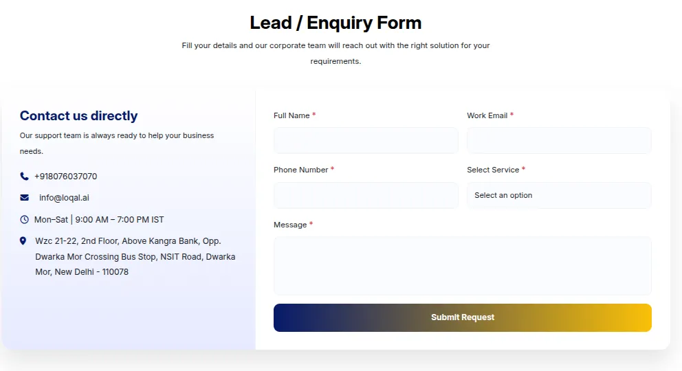 Lead / Enquiry Form