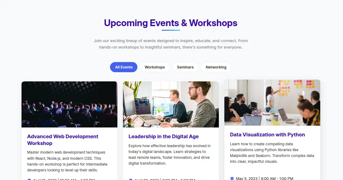 Upcoming Event And Workshops